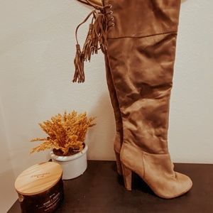 CHARLOTTE RUSSE Over The Knee Taupe Boots